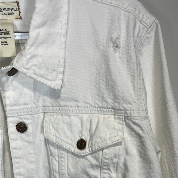 Ralph Lauren Denim & Supply White Distressed Jean Jacket XL - Picture 4 of 10